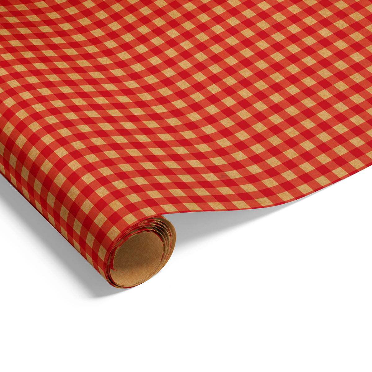 Gingham Check on Kraft Wrap Red
