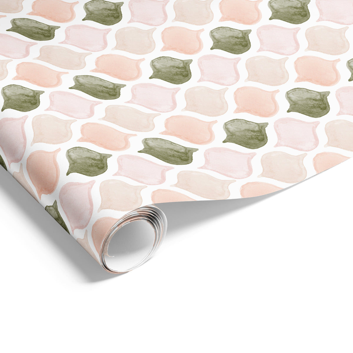 Ogee Fresco on Matte Olive/Pink