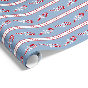 Candy Canes on Matte Wrap French Blue Red