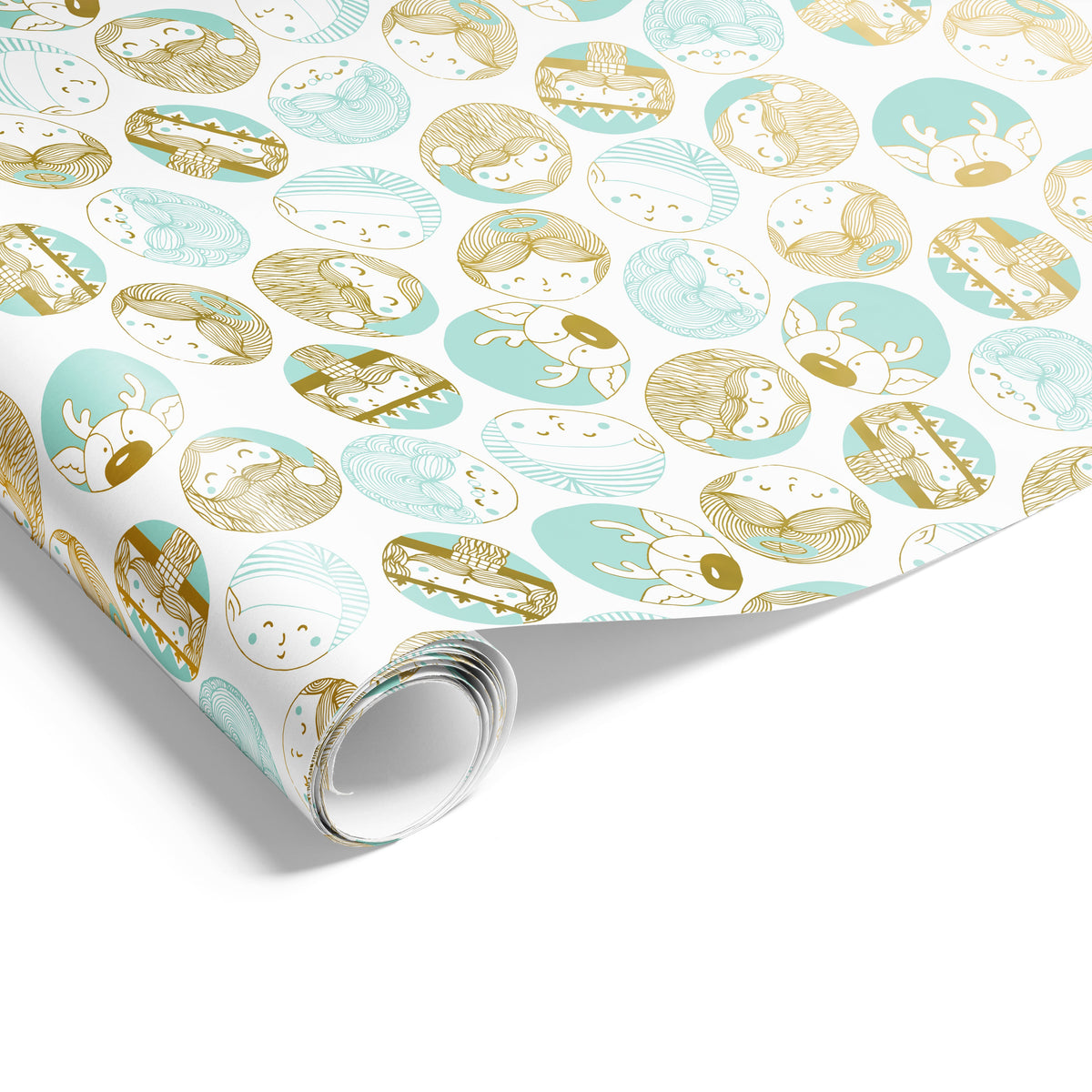 60cm Merry Characters Wrap Mint Gold