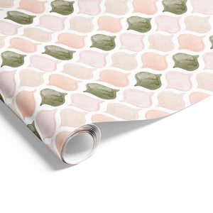 Ogee Fresco on Matte Olive/Pink