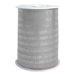 Merry Xmas Ribbon 10mm X 250m Silver